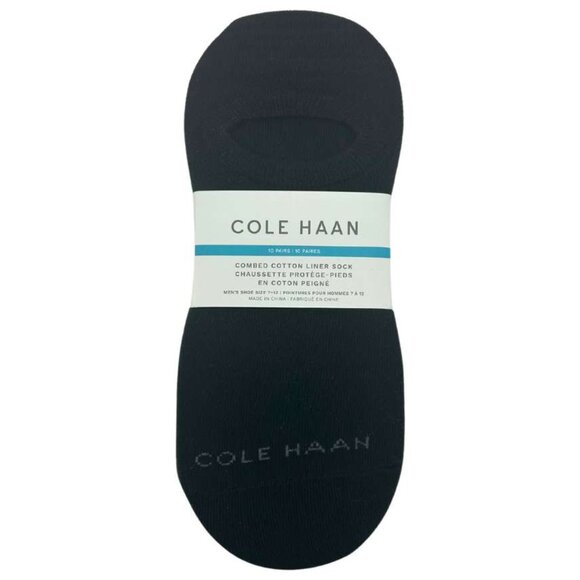 Cole Haan | Men's Black Combed Cotton Liner Socks | 10 Pairs - Picture 1 of 3
